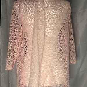 Chico’s Easywear Pink Open Knit Cardigan Wrap - Size 2 (Large)